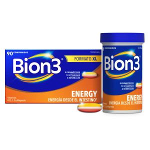 Bion3 Energy Comprimidos Multivitamínicos con Probióticos, Vitamina B12, C y Magnesio