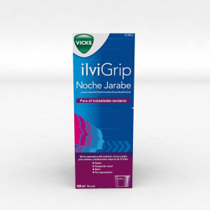 Ilvigrip Noche Jarabe, Alivio de la Tos Seca, Congestión Nasal, Fiebre y Dolor